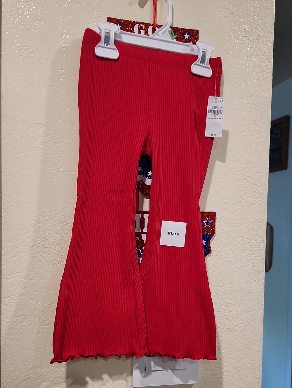 Old Navy Girls' Red Ribbed Flare Pants